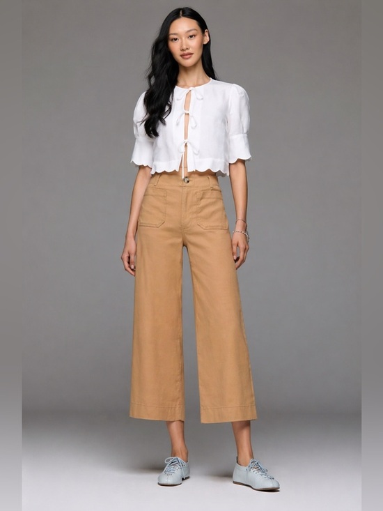 Maeve Pants - Maeve Anthropologie The Colette Cropped Wide Leg Pants Camel Size 28